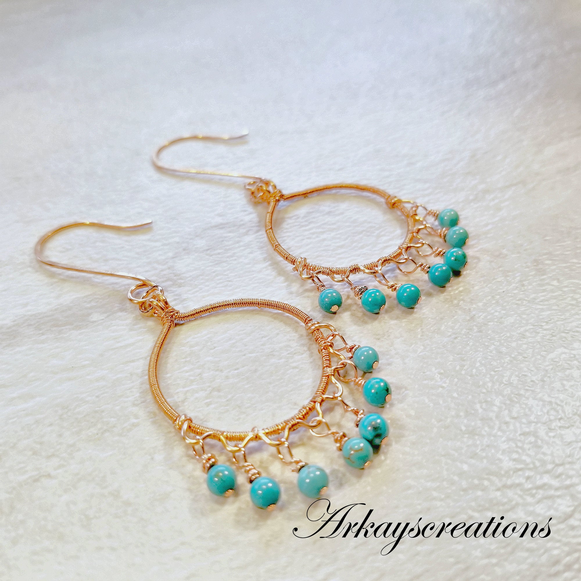 Copper Wire Wrapped Turquoise Glass Teardrop Boho Earrings - Iris Elm  Jewelry & Soap