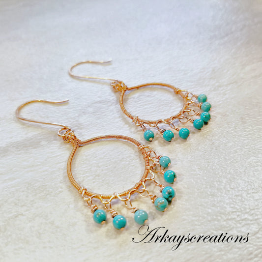 Wire Wrapped Small Hoop Earrings, Boho Earrings, Copper Jewelry, Gift Idea