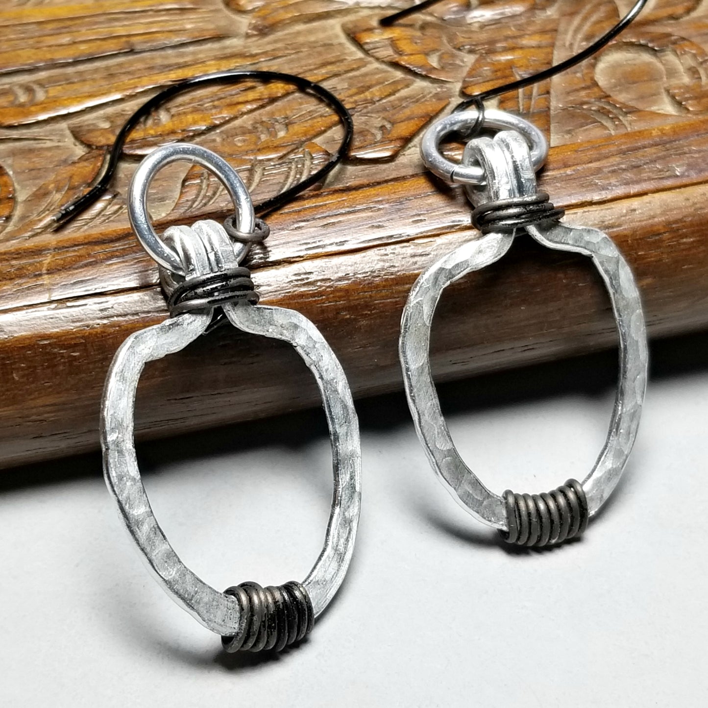 Hammered Aluminum Earrings, Aluminum Wire Jewelry
