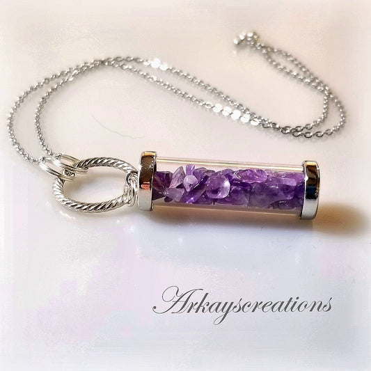 Healing Amethyst Necklace, Silver Jewelry