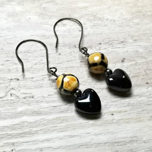 Heart Dangle Earrings, Gemstone Jewelry