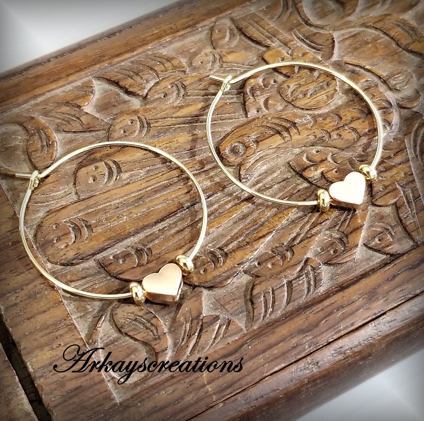 Heart Hoop Earrings, Gold Jewelry for Women, Lightweight Hoops