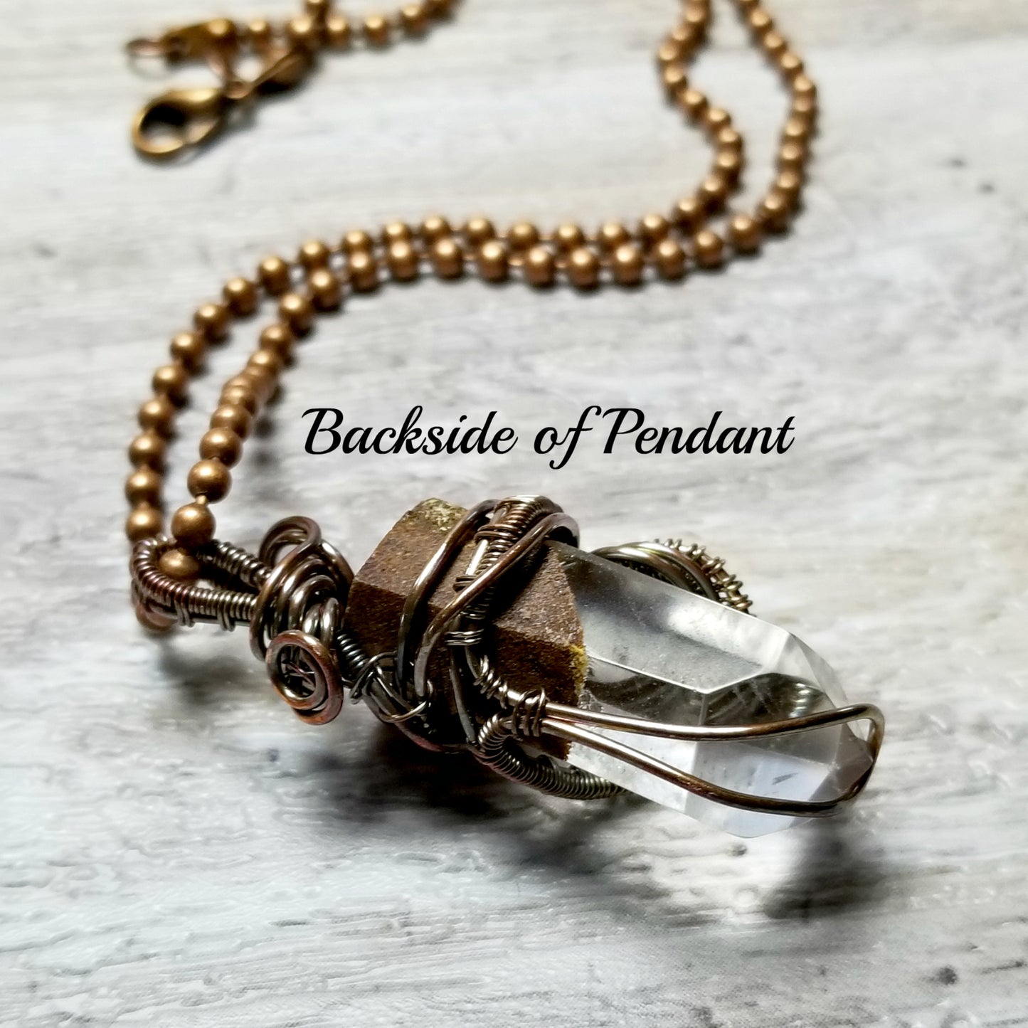 Hematite Quartz Necklace, Phantom Quartz Point, Healing Jewelry