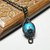 Howlite Turquoise Raw Stone Necklace, Black Jewelry - Arkayscreations