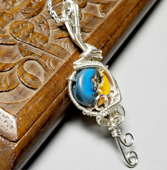 Lampwork Necklace, Wire Wrapped Jewelry