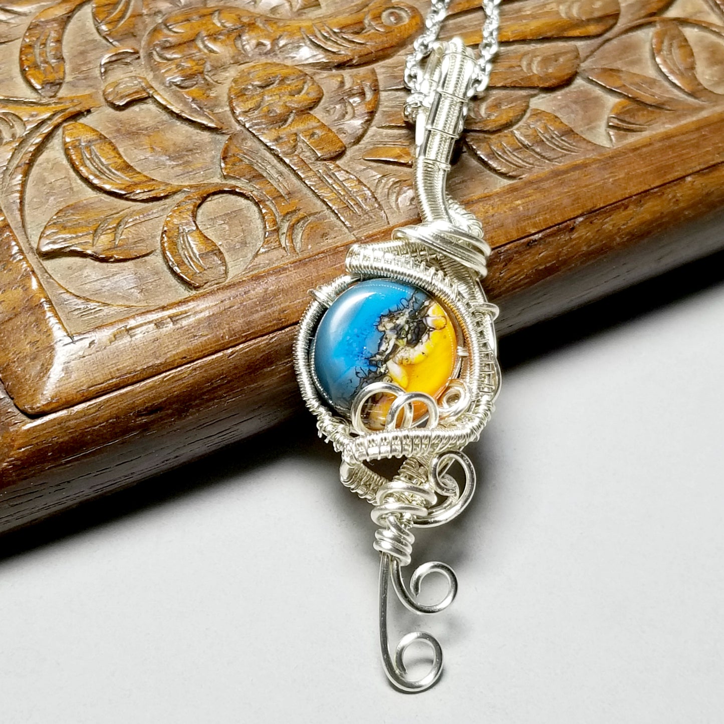 Lampwork Necklace, Wire Wrapped Jewelry