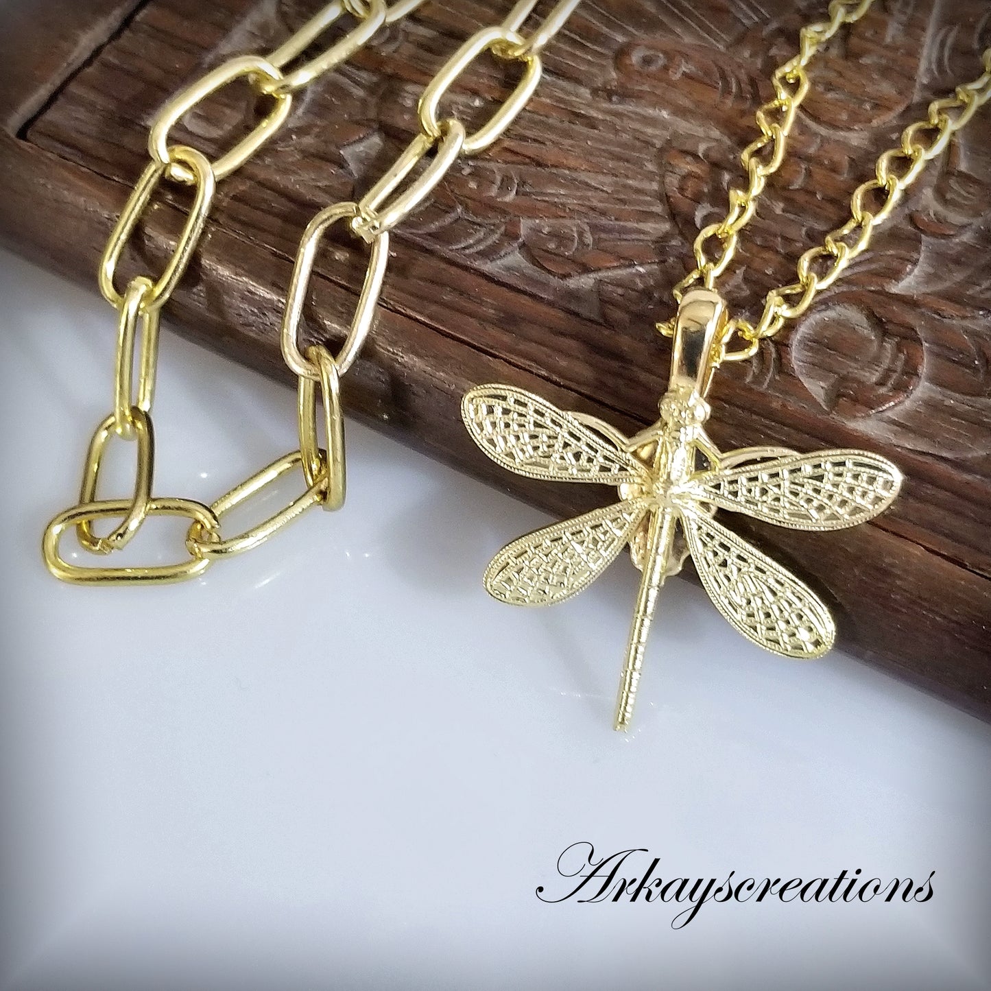 Layered Necklace Set, Gold Layered Necklace, Dragonfly Jewelry for Women