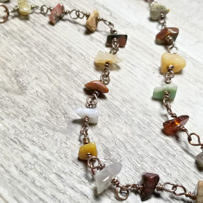 Long Bohemian Necklace, Tassel Necklace Boho, Gemstone Jewelry - Arkayscreations