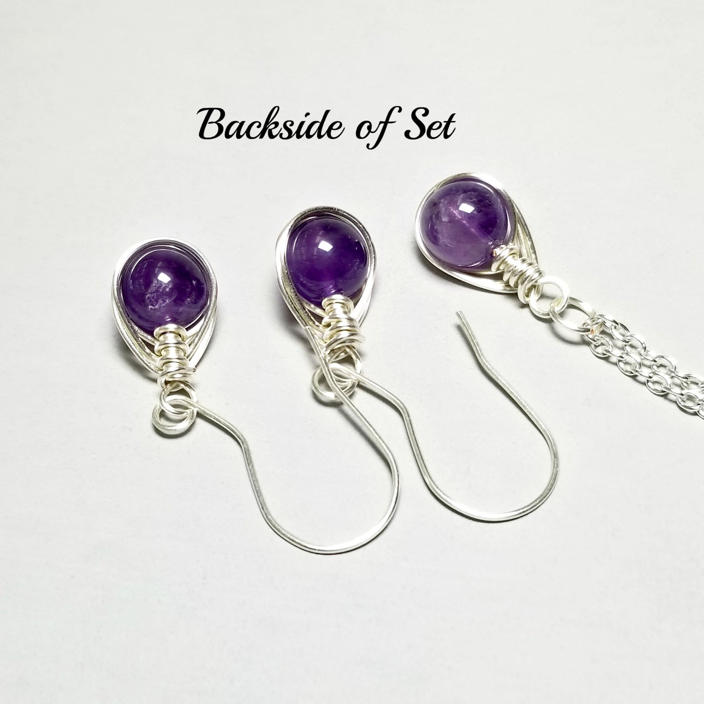 Matching Necklace Earrings Amethyst Jewelry Set