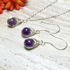 Matching Necklace Earrings Amethyst Jewelry Set - Arkayscreations