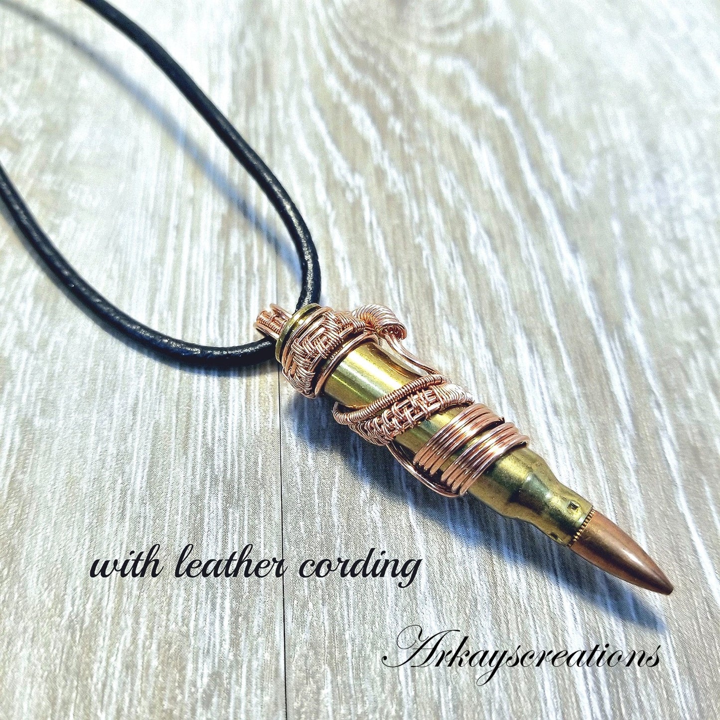 Mens Bullet Necklace, Wire Woven Bullet Pendant, Steampunk Jewelry