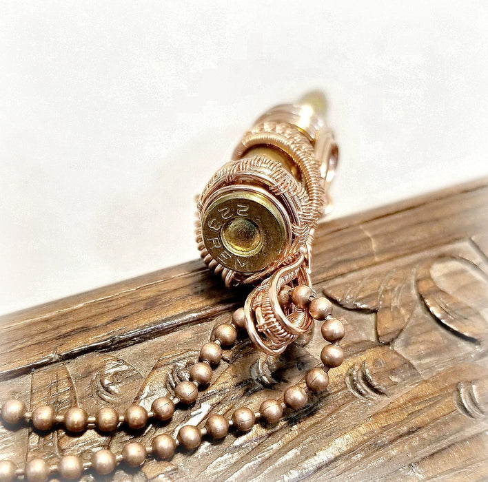 Mens Bullet Necklace, Wire Woven Bullet Pendant, Steampunk Jewelry - Arkayscreations