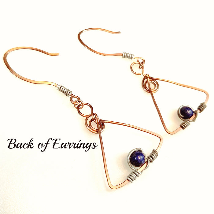 Mixed Metal Earrings, Edgy Earrings, Triangle Jewelry - Arkayscreations
