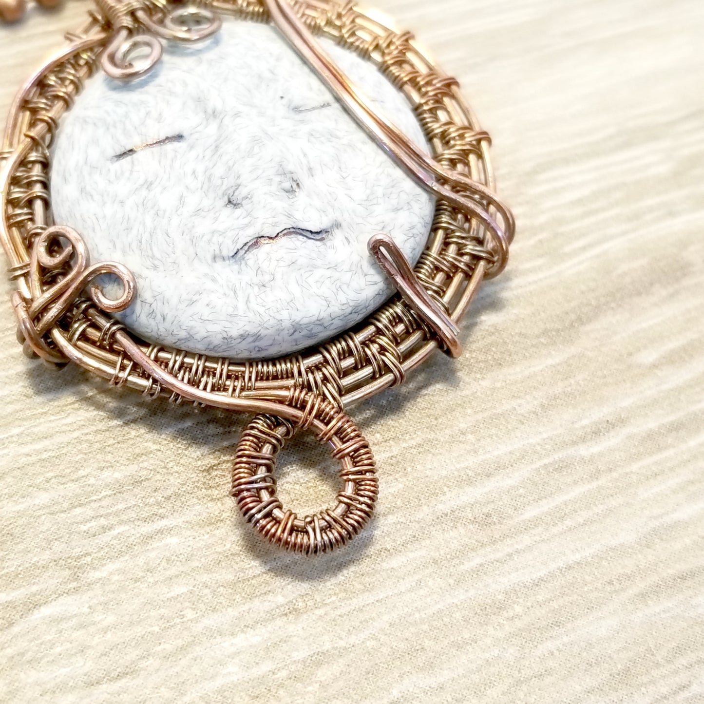 Moon Face Jewelry, Wire Weave Moon Pendant