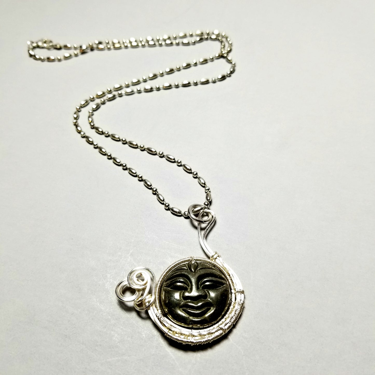 Moon Face Pendant, Moon Necklace, Celestial Jewelry