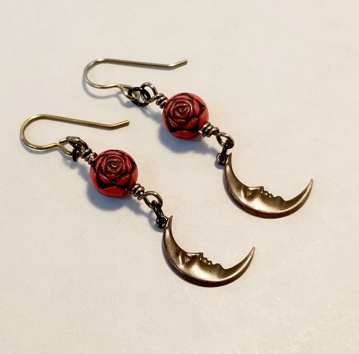 Moon Face Earrings, Crescent Moon Jewelry, Gift Idea for Her - Arkayscreations