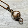Peach Agate Necklace, Wire Wrapped Jewelry - Arkayscreations