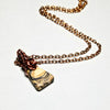 Petite Real Stone Necklace, Copper Wire Wrapped Pendant - Arkayscreations