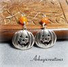 Pumpkin Dangle Earrings, Halloween Jewelry - Arkayscreations