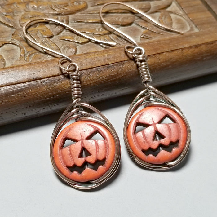 Pumpkin Earrings, Orange Autumn Jewelry - Arkayscreations