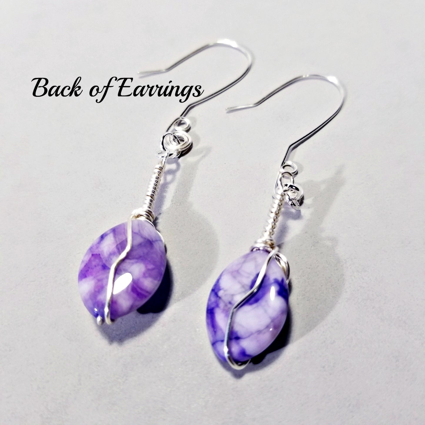 Purple Earrings, Wire Wrapped Jewelry, Everyday Earrings