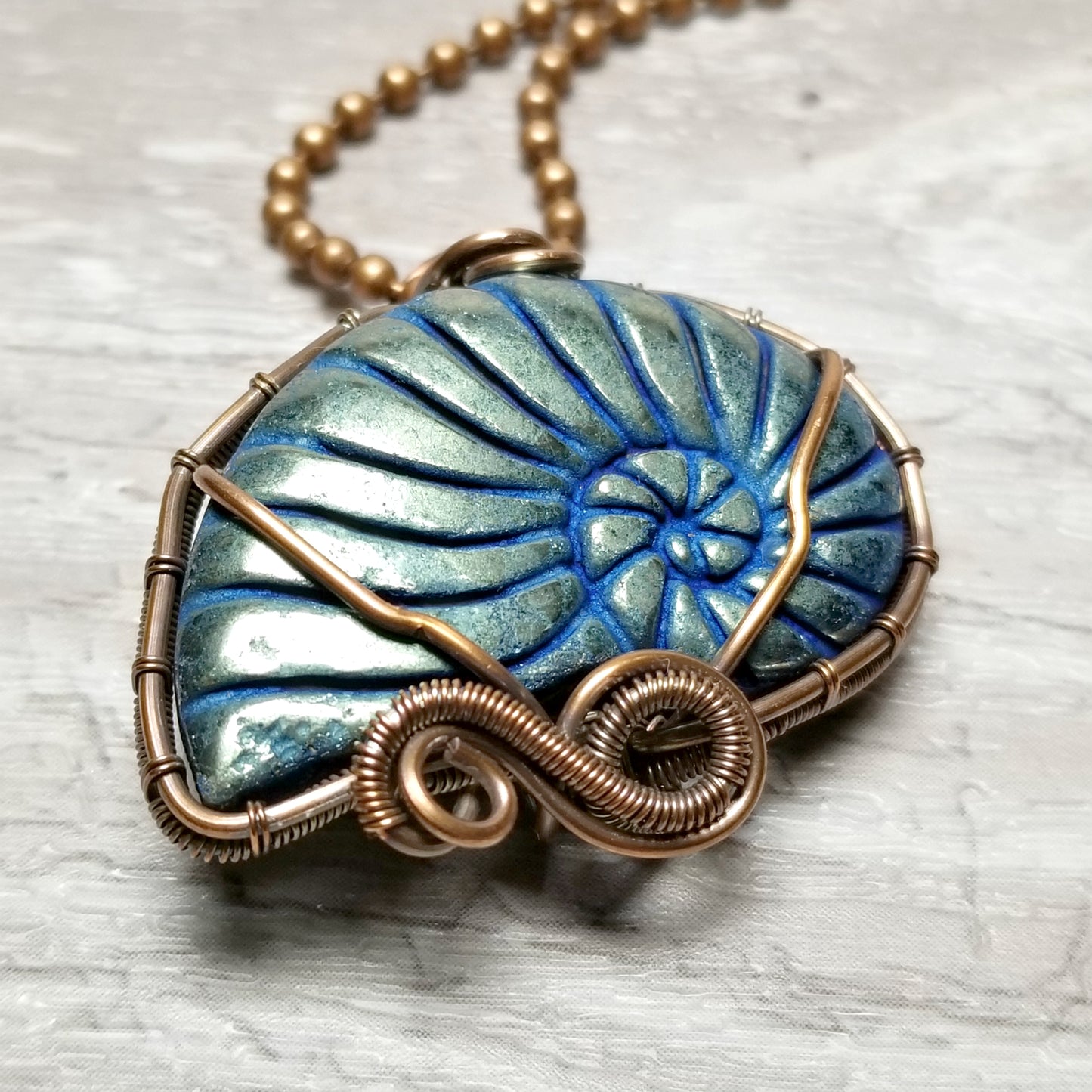 Seashell Necklace, Conch Jewelry, Pyrite Pendant