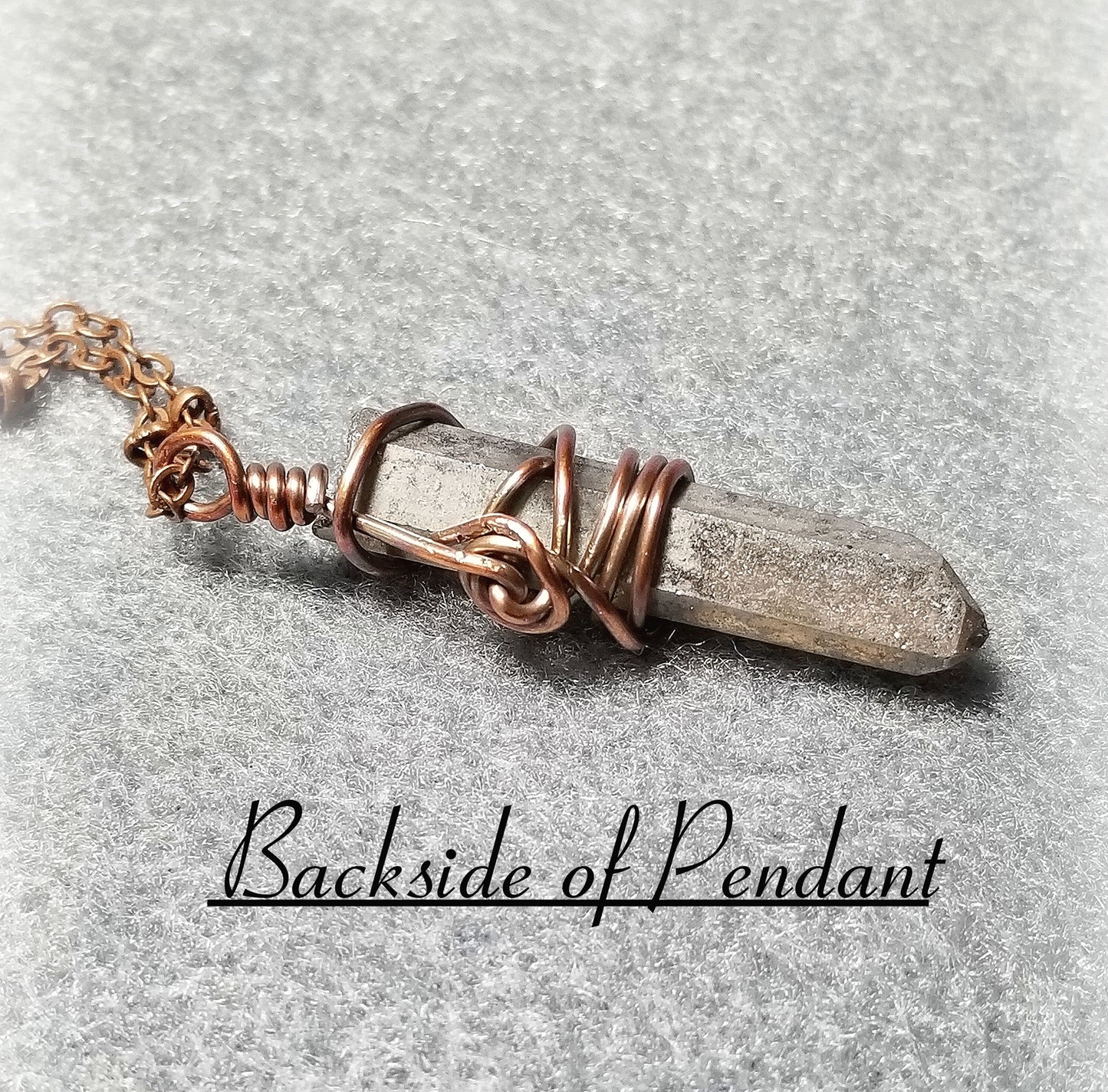 Pyrite Point Necklace, Stone Pendant, Wire Wrapped