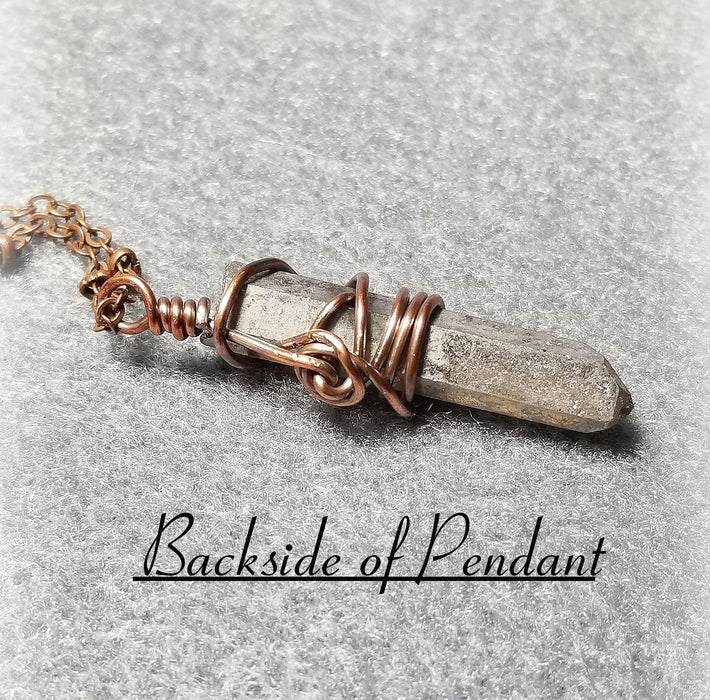 Pyrite Point Necklace, Stone Pendant, Wire Wrapped - Arkayscreations