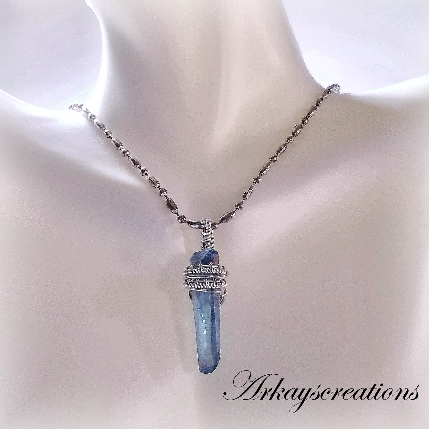 Raw Aura Quartz Necklace, Spiritual Gift