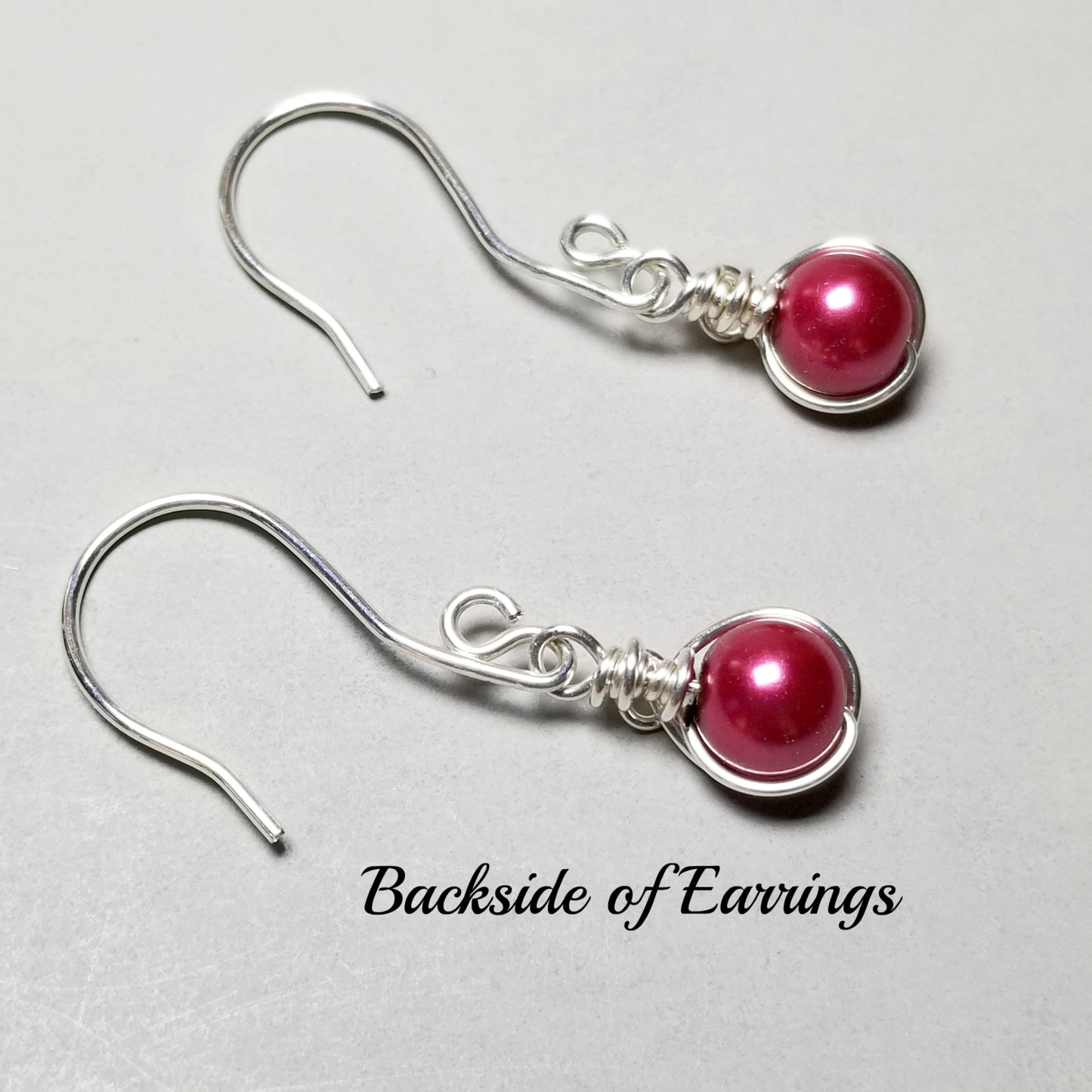 Red Pearl Earrings, Sterling Silver Earrings Dangle, Gift for Her