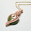 Rose Gold Wire Weave Pendant, Green Unakite Stone Necklace - Arkayscreations