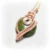 Rose Gold Wire Weave Pendant, Green Unakite Stone Necklace - Arkayscreations