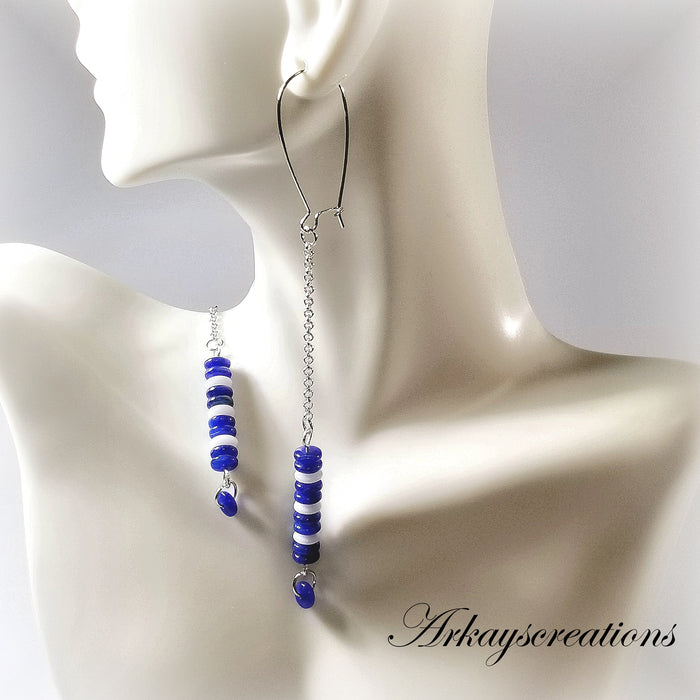 Royal Blue Earrings, Beaded Jewelry Women