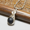 Silver Herringbone Jewelry, Matt Black Onyx Necklace - Arkayscreations