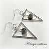 Silver Ruby Zoisite Triangle Earrings, Bohemian Jewelry - Arkayscreations