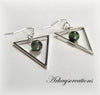 Silver Ruby Zoisite Triangle Earrings, Bohemian Jewelry - Arkayscreations