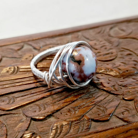 Gemstone Ring, Silver Wire Ring, Stacking Ring