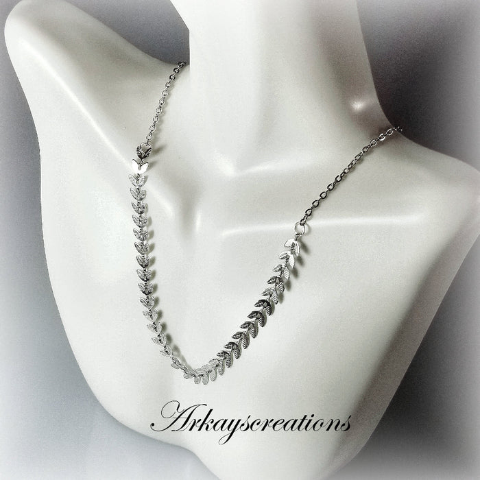 Silver Leaf Necklace ~ Arkayscreations