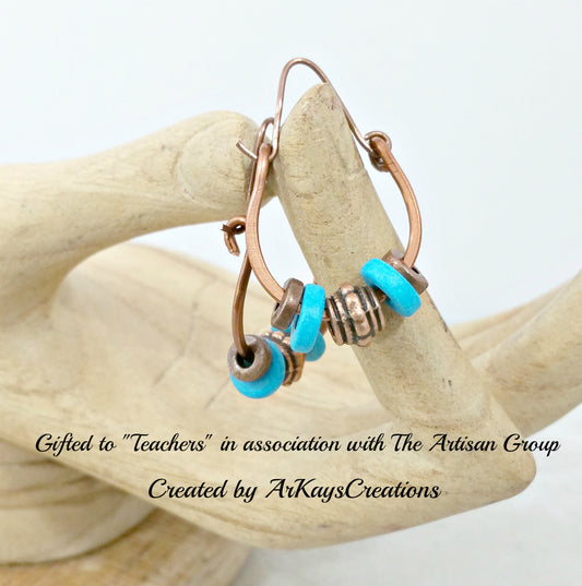 Boho Hoop Earrings, Copper Jewelry, Gift for Her