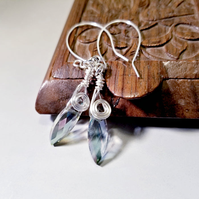 Smoky Dangle Earrings, Crystal Jewelry, Elegant Earrings - Arkayscreations