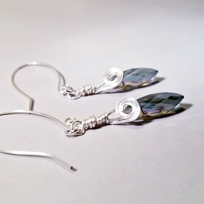 Smoky Dangle Earrings, Crystal Jewelry, Elegant Earrings - Arkayscreations