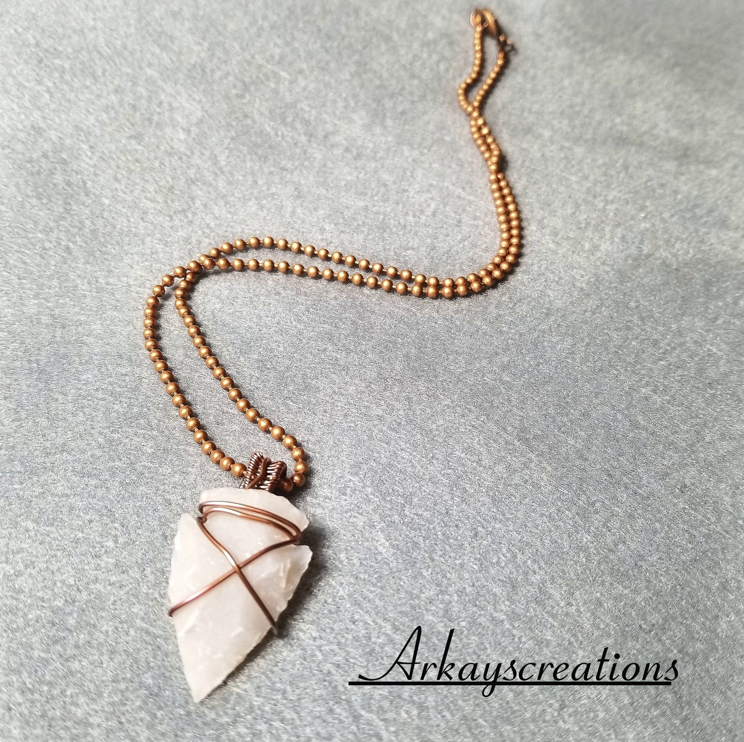Stone Arrowhead Necklace, Wire Wrapped Jewelry