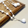 White Teardrop Necklace, Necklace Set, White Dangle Earrings - Arkayscreations