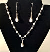 White Teardrop Necklace, Necklace Set, White Dangle Earrings - Arkayscreations