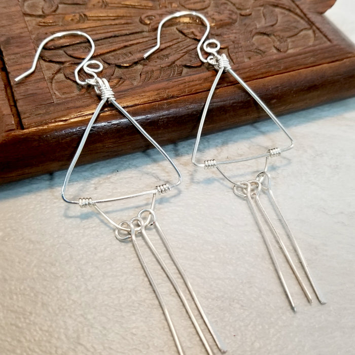 Modern Geometric Triangle Earrings, Boho Jewelry - Arkayscreations