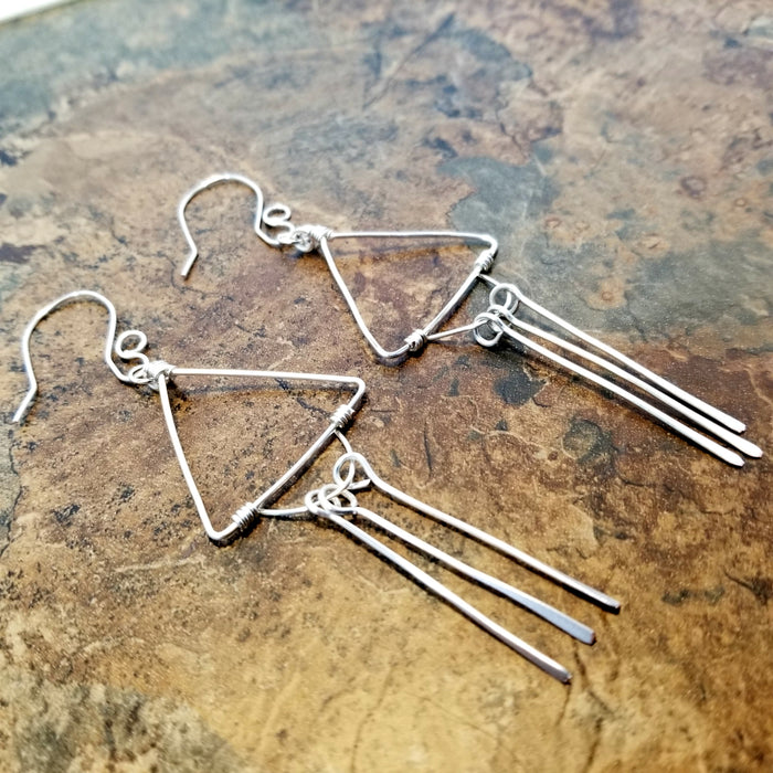 Modern Geometric Triangle Earrings, Boho Jewelry - Arkayscreations