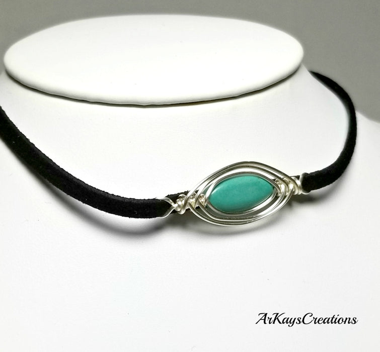 Turquoise Boho Choker Necklace, Southwestern Choker, Gypsy Jewelry, As Seen on TV - Arkayscreations