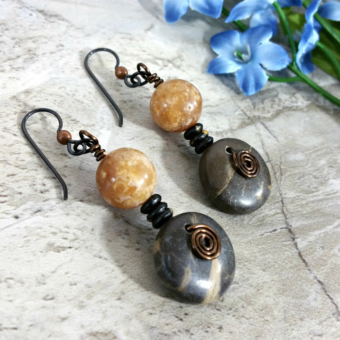 Tribal Earrings, Bohemian Jewelry, Earthy Gift for Her - Arkayscreations