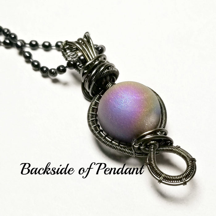 Wire Weave Agate Druzy Necklace, Black Jewelry - Arkayscreations