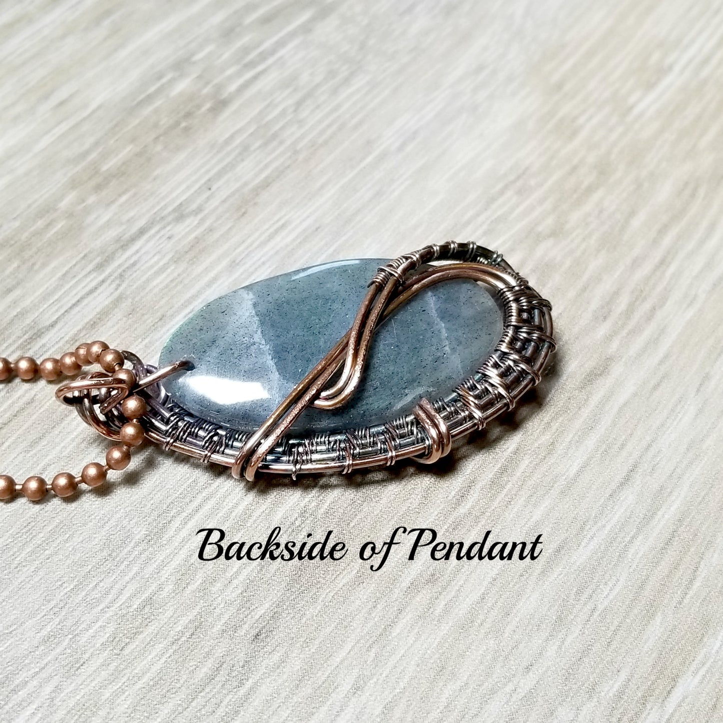 Wire Weave Labradorite Gemstone Necklace, Solid Copper Jewelry